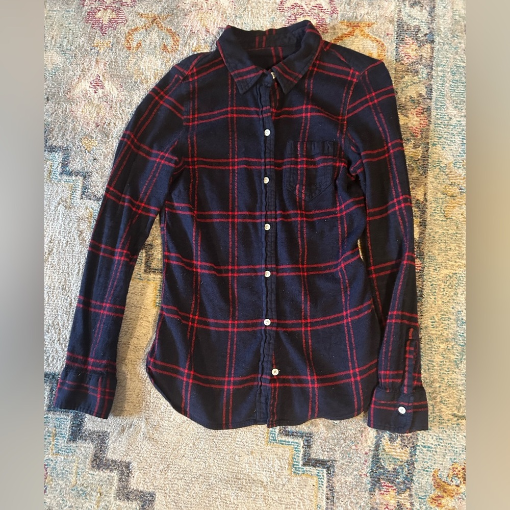 Vintage Navy Blue & Red Flannel